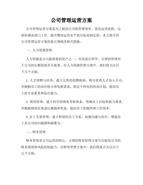 公司管理运营方案