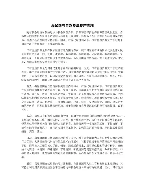 浅议国有自然资源资产管理