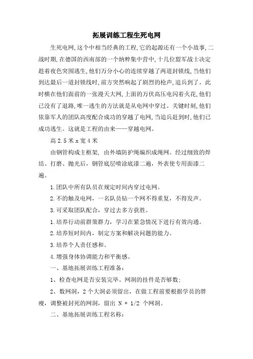 拓展训练项目生死电网.doc