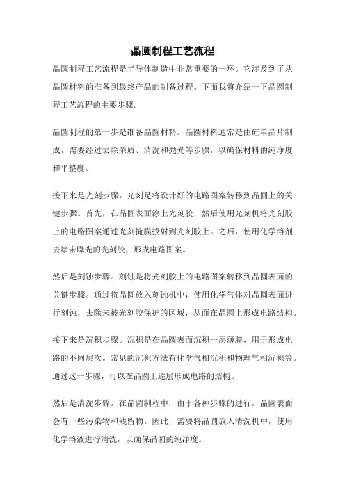 晶圆制程工艺流程