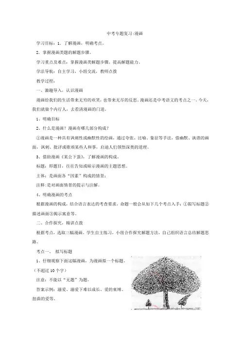 中考初三专题复习_漫画教案
