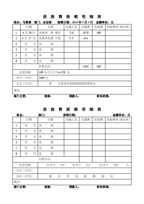 差  旅  费  报  销  明  细  表(新)
