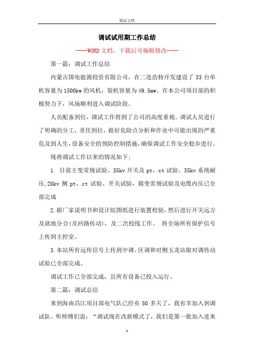 调试试用期工作总结