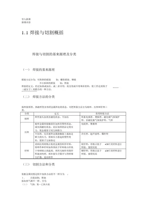 1。1焊接与切割概述