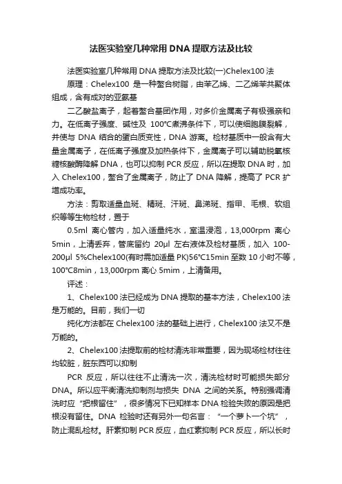 法医实验室几种常用DNA提取方法及比较