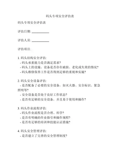 码头专项安全评估表