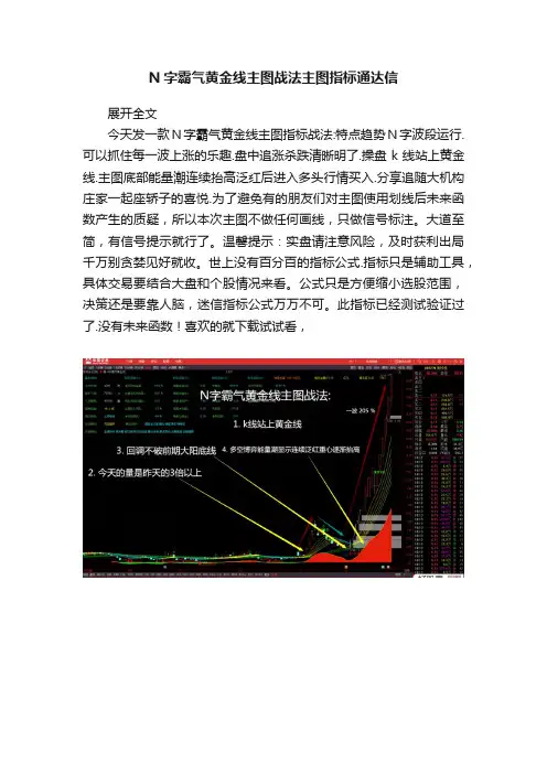 N字霸气黄金线主图战法主图指标通达信