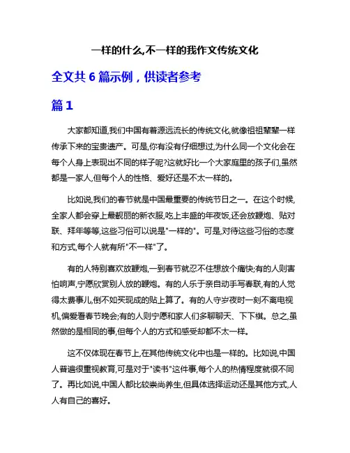 一样的什么,不一样的我作文传统文化