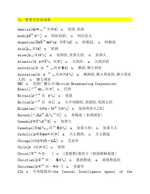 七、常见专有名词表