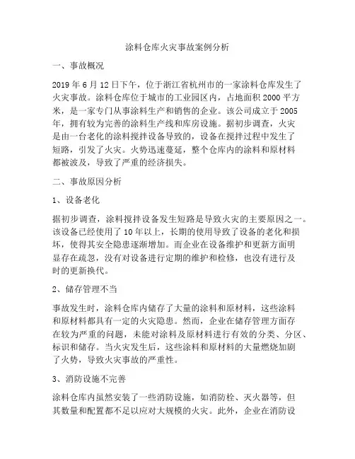 涂料仓库火灾事故案例分析