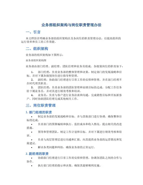 业务部组织架构与岗位职责管理办法