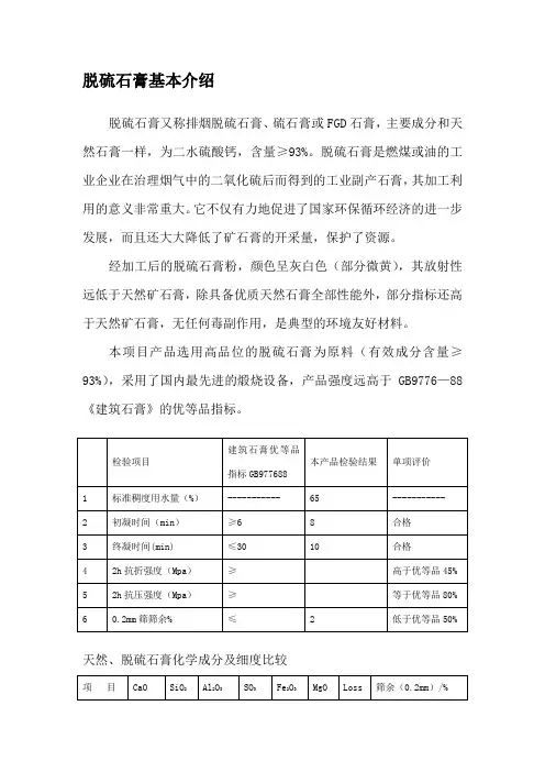 脱硫石膏基本介绍