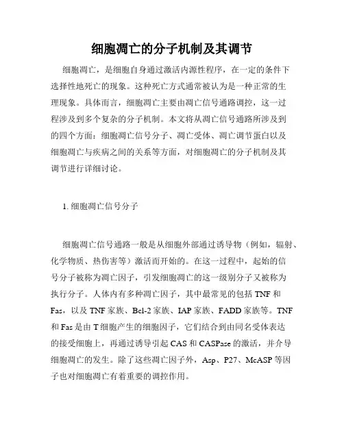 细胞凋亡的分子机制及其调节