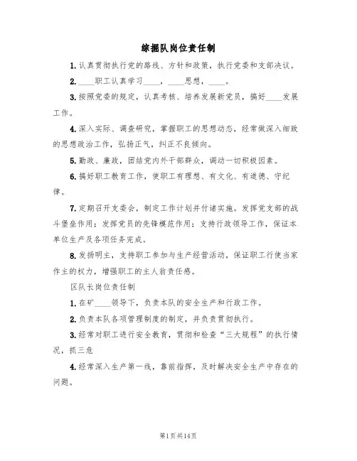 综掘队岗位责任制(5篇)