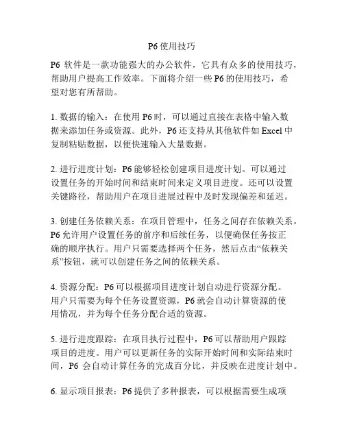 P6使用技巧