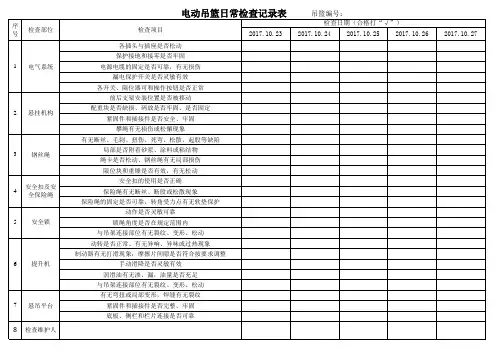 吊篮日常检查检查表