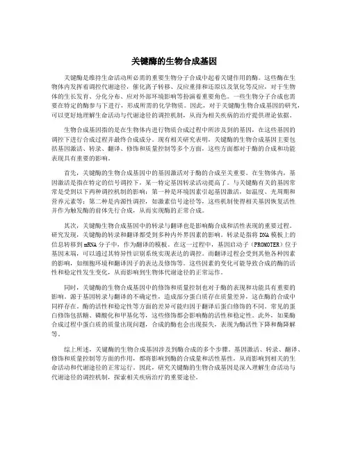 关键酶的生物合成基因