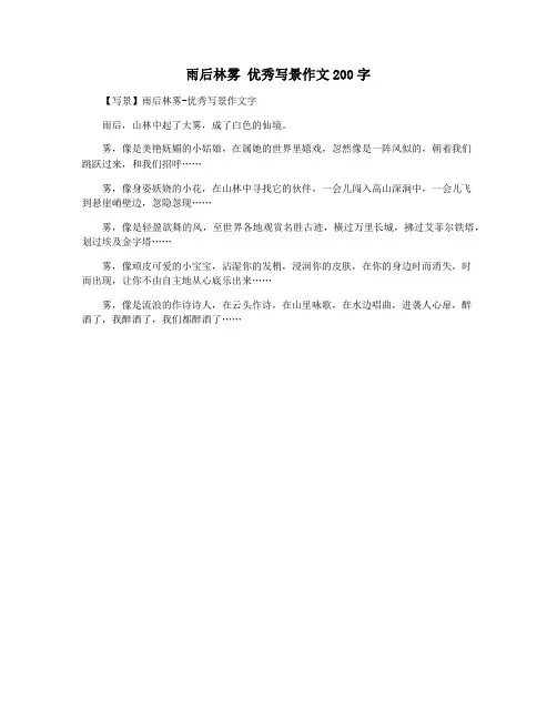 雨后林雾 优秀写景作文200字