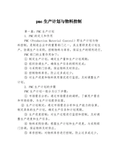 pmc生产计划与物料控制