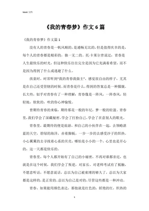 《我的青春梦》作文6篇