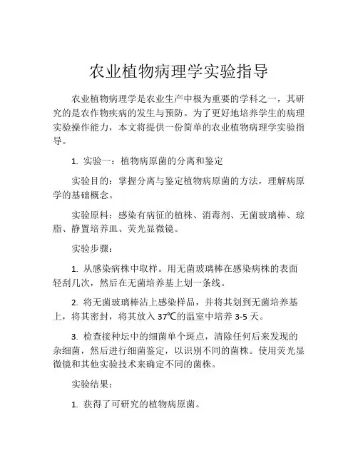 农业植物病理学实验指导