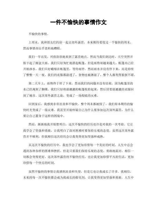一件不愉快的事情作文