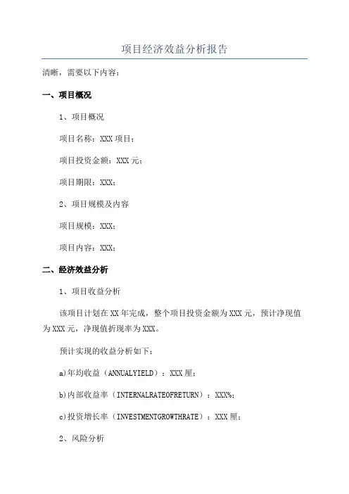 项目经济效益分析报告