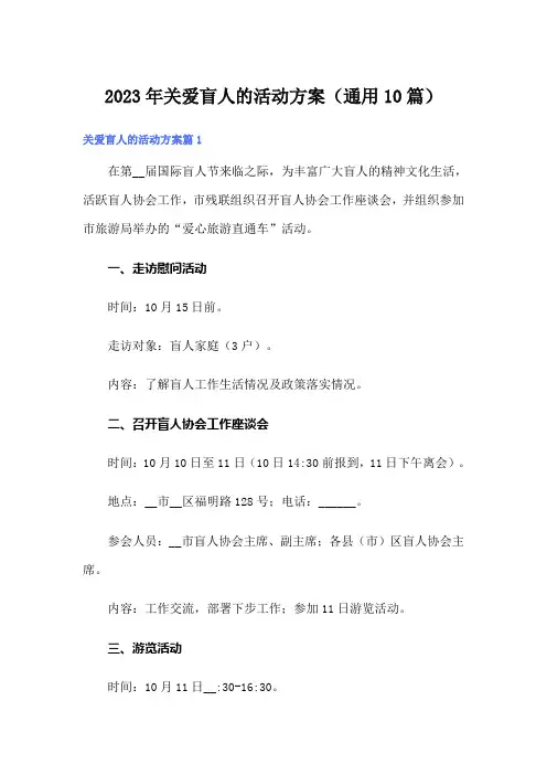 2023年关爱盲人的活动方案(通用10篇)