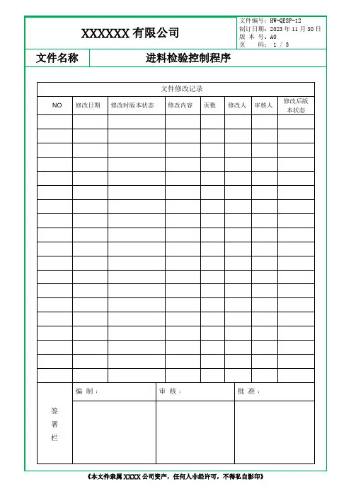 进料检验控制程序