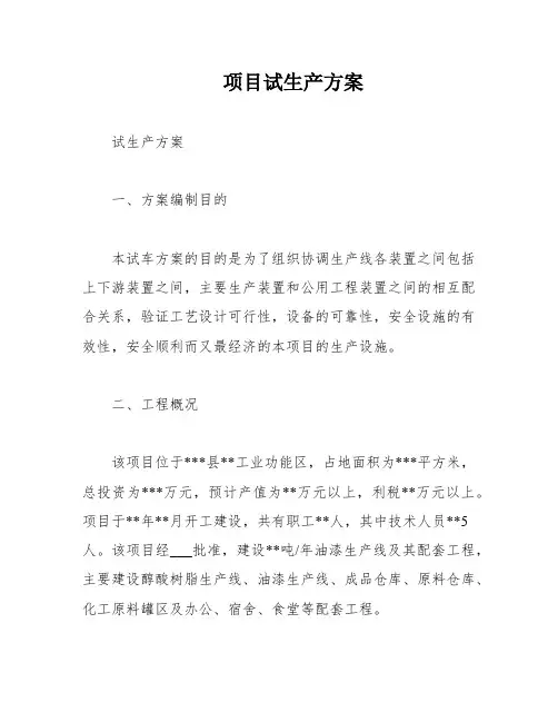 项目试生产方案
