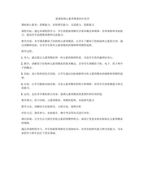 新课标核心素养教案初中化学