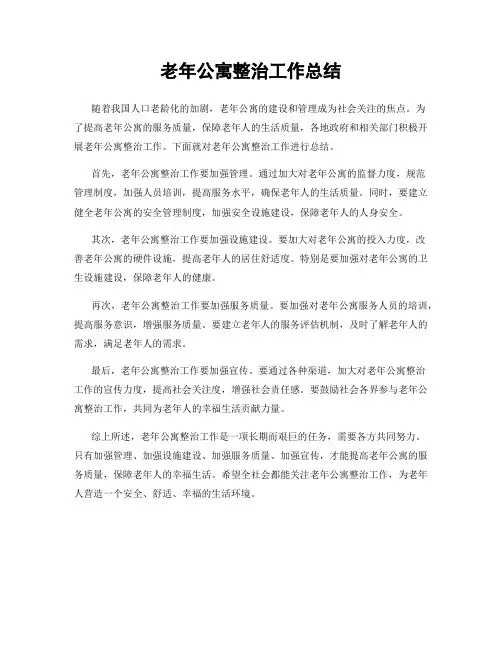 老年公寓整治工作总结