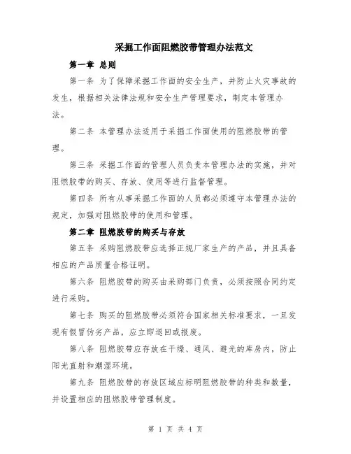 采掘工作面阻燃胶带管理办法范文