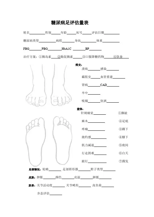 糖尿病足评估量表