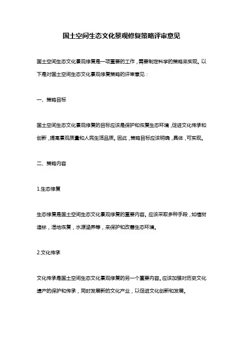 国土空间生态文化景观修复策略评审意见