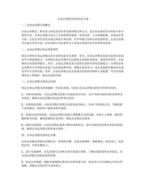 企业运营模式如何制定方案