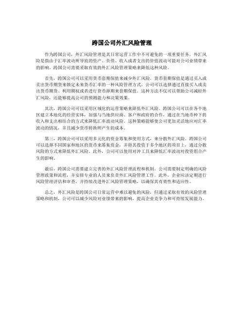 跨国公司外汇风险管理