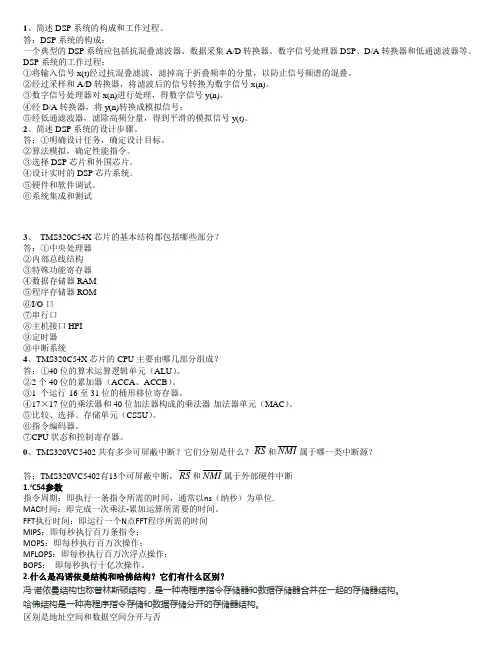 DSP原理及应用课程重点知识讲解