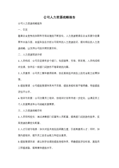 公司人力资源战略报告