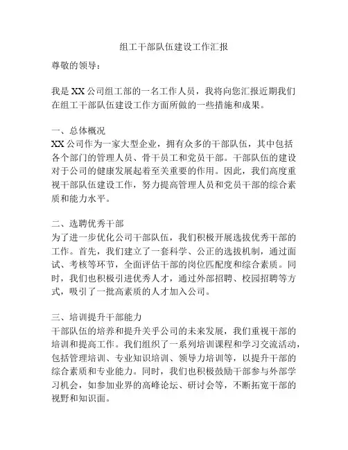 组工干部队伍建设工作汇报