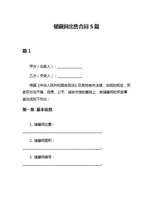 储藏间出售合同5篇