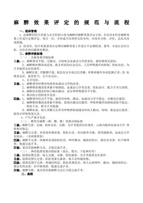麻醉效果评定的规范与流程