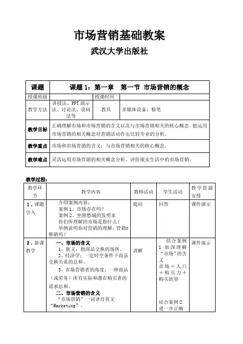 市场营销基础(全)教案