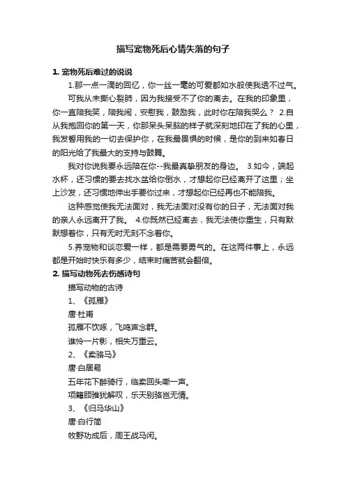 描写宠物死后心情失落的句子