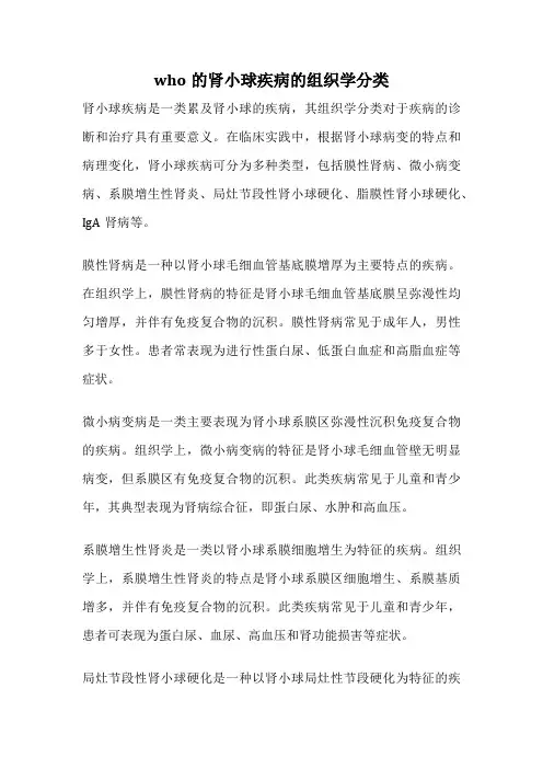 who的肾小球疾病的组织学分类