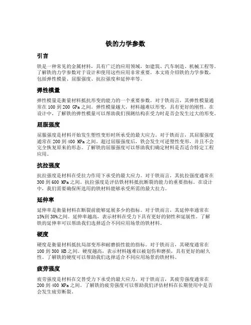 铁的力学参数