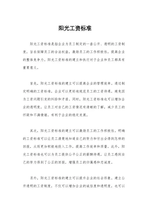 阳光工资标准