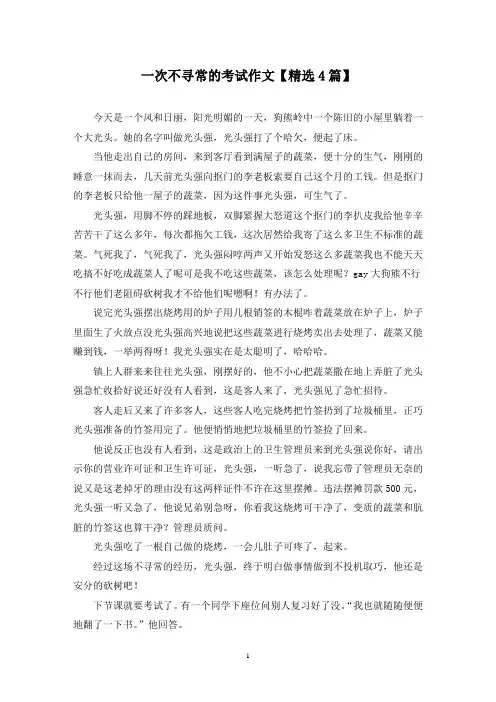 精选一次不寻常的考试作文【4篇】