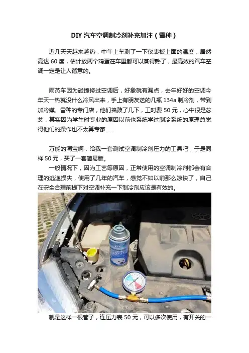DIY汽车空调制冷剂补充加注（雪种）