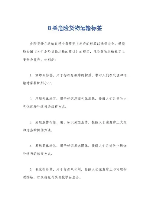 8类危险货物运输标签